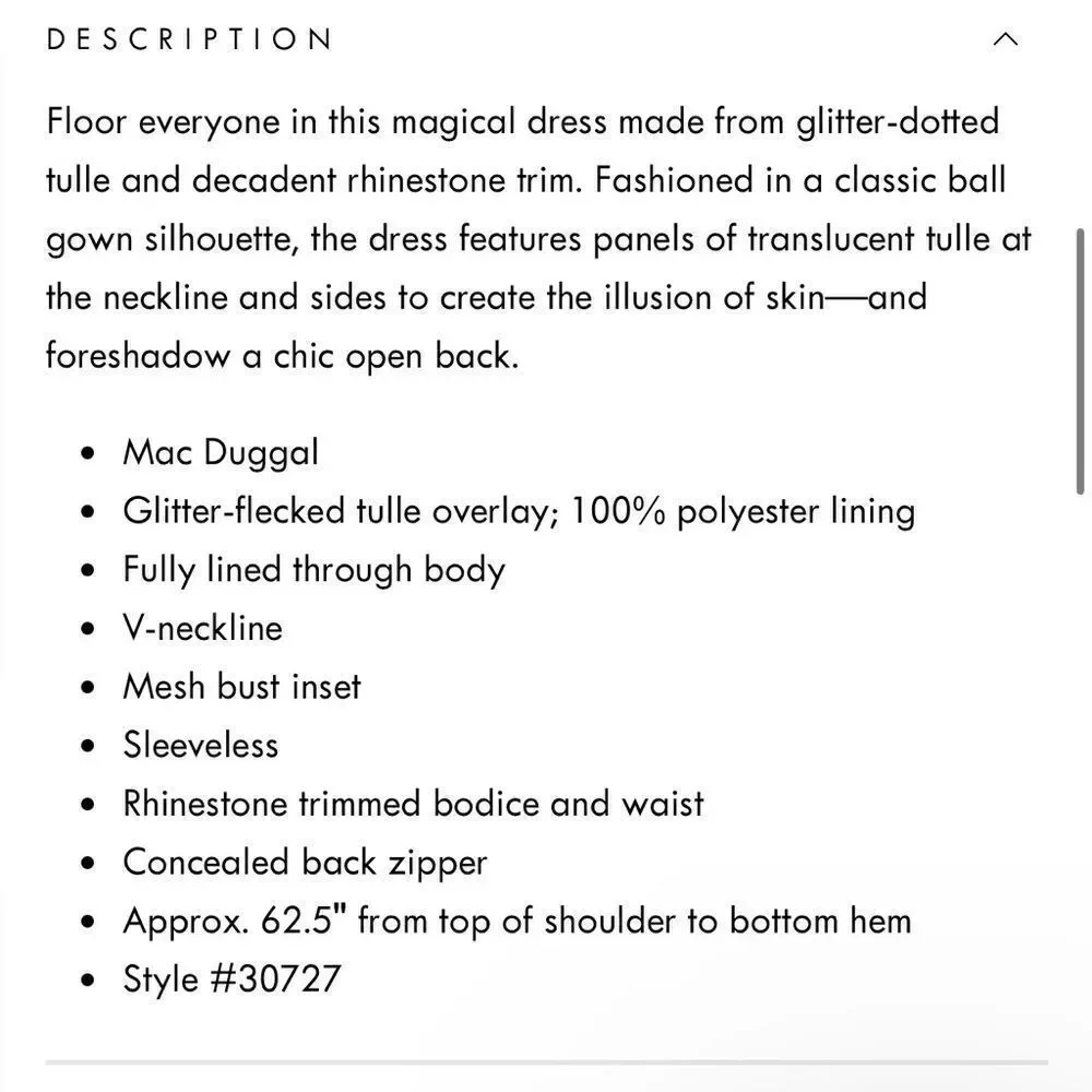 Mac Duggal RHINESTONE DETAILED TULLE BALL GOWN/ /size 14 - Picture 8 of 11